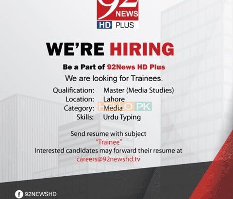 92news channel hiring