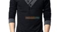 Pack of 2 Stylish Multicolor Cotton V-Neck Button T-Shirts