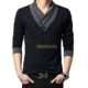 Pack of 2 Stylish Multicolor Cotton V-Neck Button T-Shirts