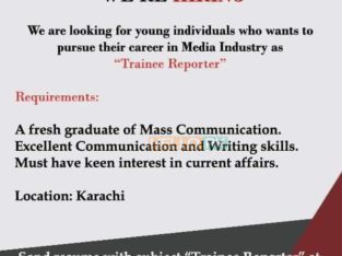 We are Hiring.Career in Media industry As(Trainee REPORTER)TV Channel Jobs Apply Now