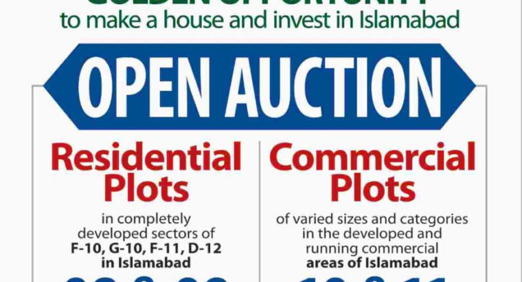 OPEN AUCTION Residential/Commercial PLOTS IN ISLAMABAD.Golden Chance
