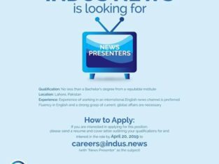 JOBS | Indus News Channel English.Apply Now