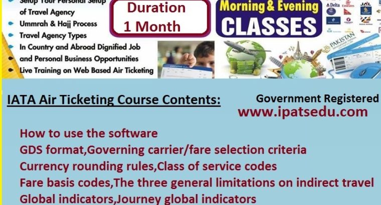 Airlines Reservations, eTicketing & PNR Management Training Course Rawalpindi