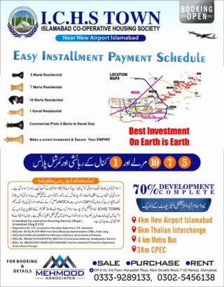 Residential plots.Ichs Town Islamabad.Easy Installments