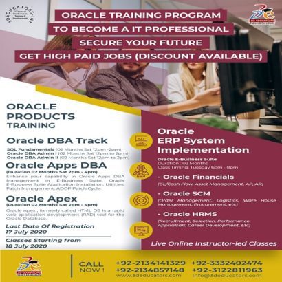 ORACLE TRAINING PROGRAM TO BECOME A IT PROFESSIONAL – 3D EDUCATORS