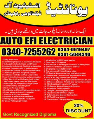 Auto Electrician course In Rawalpindi Islamabad Lahore Sargodha