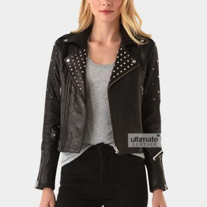 Black Spike Leather Jacket