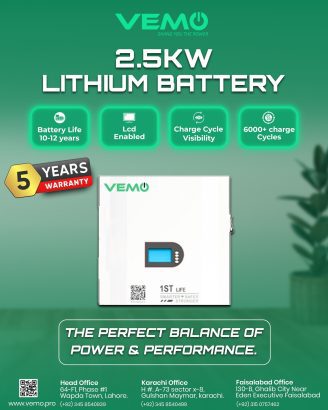 Vemo 2.5KW Lithium Battery — long life, smart display